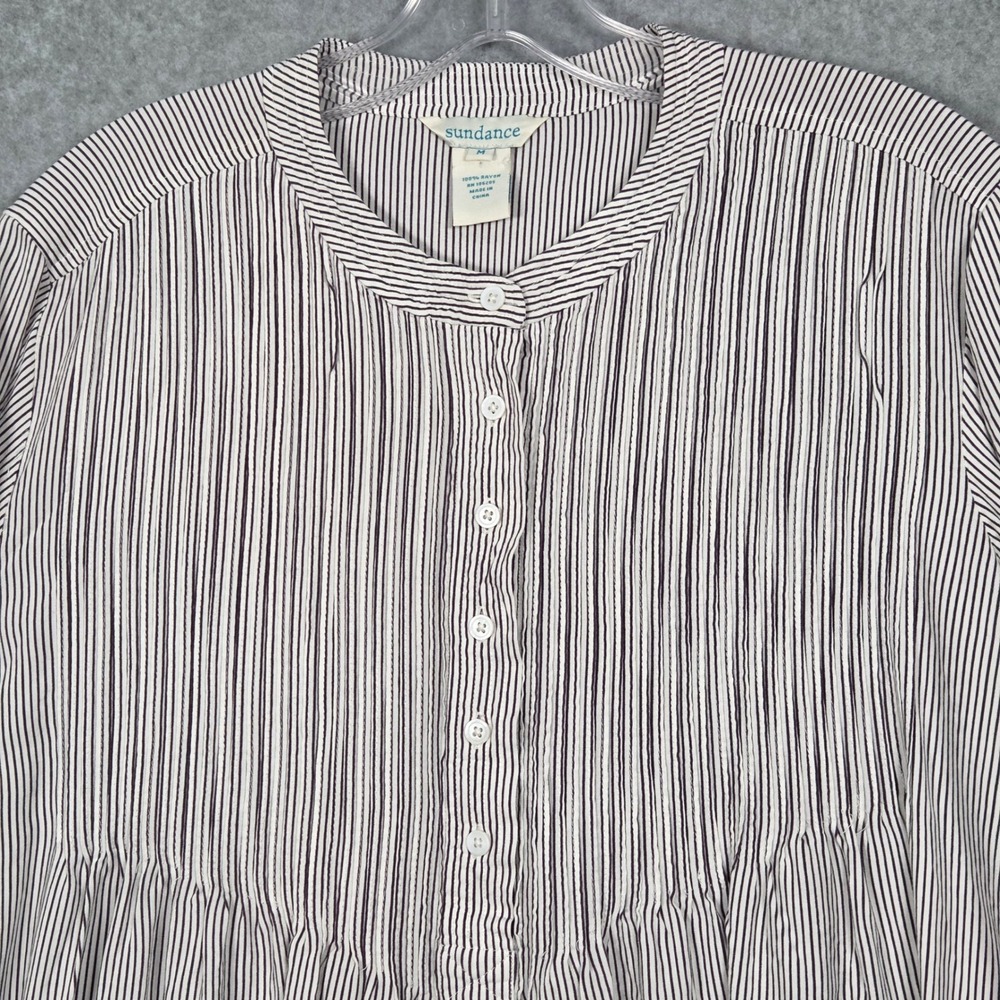 Sundance Black & White Stripe Button-Front Womens Top